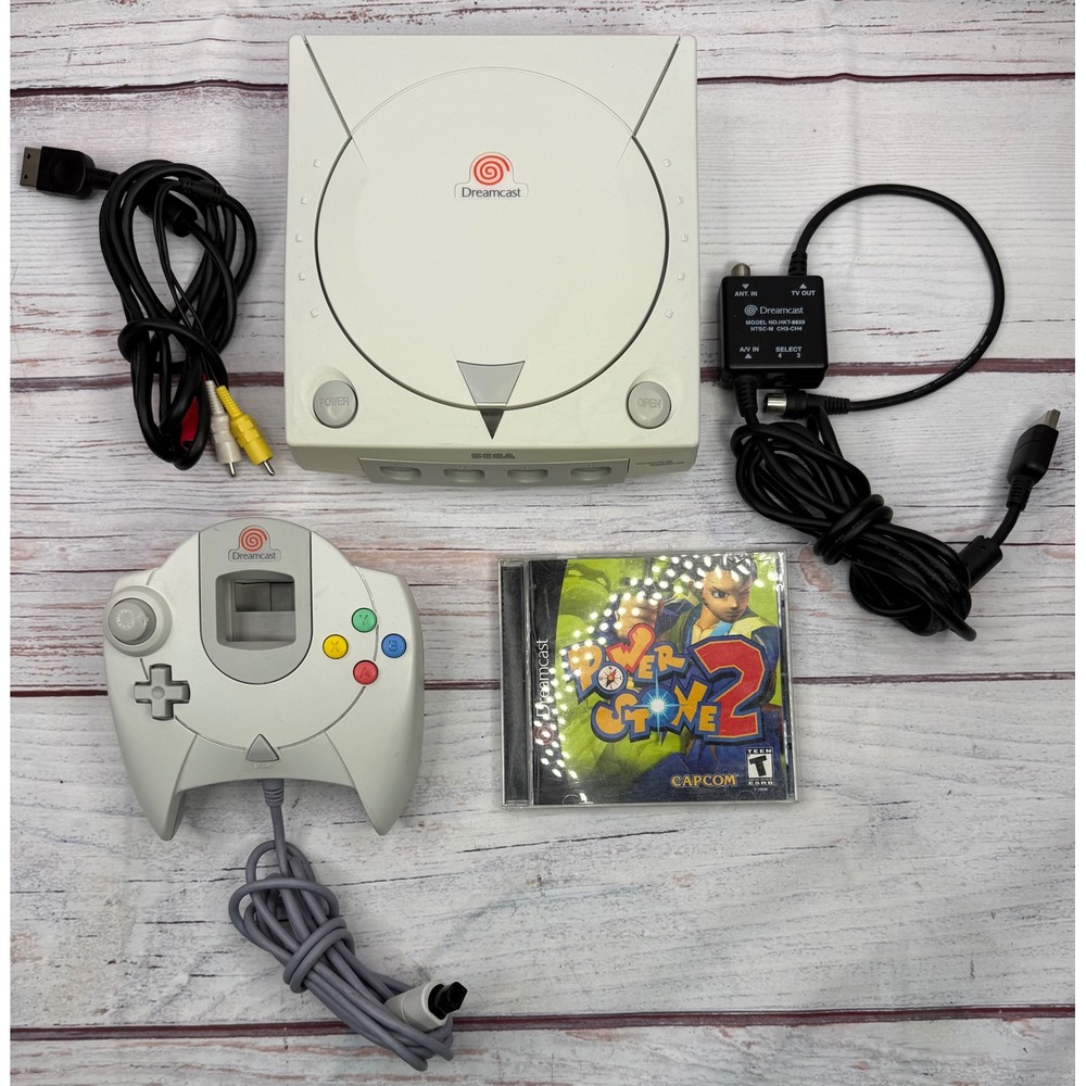 Sega Dreamcast Console HKT-3020 Bundle with Power Stone 2 Game Controller Cables